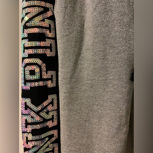 VS PINK bling metallic shine outfit SMALL joggers LARGE hoodie NWOT - Picture 6 of 13
